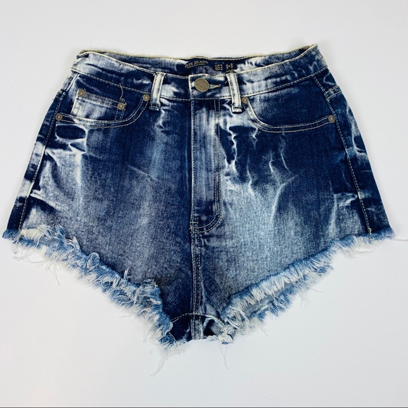 iris Pants - Iris High Waisted Cheeky Acid Wash Shorts Size M